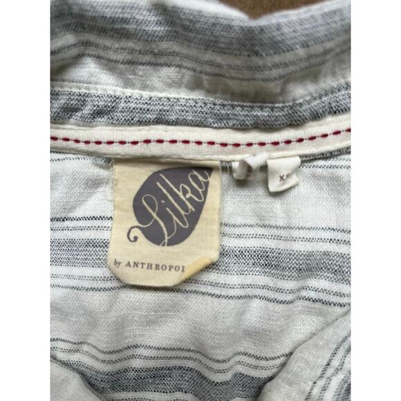 Lilka by  Anthropologie Gray/Cream Striped Button Down Shirt‎ Women’s Size XS - Picture 3 of 6
